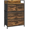 TV staliukas Aosom Komoda, 4 medžiaginiai stalčiai, industrinis stilius, 60 x 29 x 85 cm, ruda / juoda
