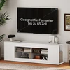 TV staliukas Koduva 140 cm TV stovas, balta, 6 skyriai, 2 stiklinės lentynos, medžio drožlių plokštė