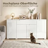 TV staliukas Aosom Blizgus baltas sideboardas, moderni komoda su 4 durimis, reguliuojamomis lentynomis ir soft-close funkcija, 180 x 40 x 80 cm