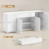 TV staliukas Aosom Blizgus baltas sideboardas, moderni komoda su 4 durimis, reguliuojamomis lentynomis ir soft-close funkcija, 180 x 40 x 80 cm