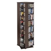 TV staliukas VEVOR CD ir DVD laikymo spintelė, besisukantis stelažas su 34 skyriais, ruda, 48 x 48 x 164 cm