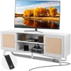 TV staliukas VEVOR Rataninė TV spintelė, balta, 168 x 40 x 64 cm, iki 191 cm televizoriui