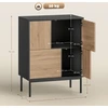 TV staliukas Koduva Sideboard spintelė su push-to-open durelėmis, MDF, juoda + natūralaus medžio, 60 x 35 x 78 cm