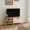 TV staliukas Koduva TV spintelė su 2 durimis, reguliuojamomis lentynomis, 140 x 40 x 50 cm, ąžuolo ir kreminės baltos spalvos