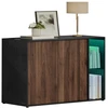 TV staliukas Koduva TV spintelė su apšvietimu ir stikline lentyna, juoda, 39,1 x 100,1 x 71,1 cm
