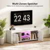 TV staliukas Koduva TV spintelė su LED apšvietimu, 2 durelės, stiklinė lentyna, kabelių angos, balta, 120 x 34 x 45 cm