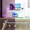 TV staliukas Koduva TV spintelė su LED apšvietimu, 2 durelės, stiklinė lentyna, kabelių angos, balta, 120 x 34 x 45 cm