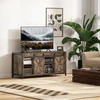 TV staliukas Koduva TV žema spintelė, industrinio stiliaus, skirta iki 60 colių TV, 6 skyriai, 2 stumdomos durys, ruda/juoda