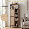 TV staliukas Promotion Ruda daiktų spintelė su 2 rotango durelėmis ir 5 skyriais, 60 x 35 x 157 cm