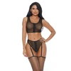 Forplay Allure You a Vixen Set XL - Zipfront Bra &amp; High-Waisted Panty with Garters