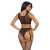 Forplay Allure You A Vixen Zip-Front Lingerie Set with Garter Straps L