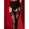 Fiore Hosiery Amour Rouge Suspender Pantyhose 20 Den 3D Yarn Leopard Design Juodas