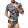 Anais Men Accesories ANAIS MEN Balance T-Shirt L Juodas-Gray Checked Microfiber Top