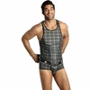 Anais Men Accesories ANAIS Men Balance Top S - Modern Sleeveless Check Microfiber Shirt