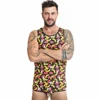 Anais Men Accesories ANAIS MEN Banana Print Sleeveless Top XL - Soft Lycra, European Design