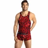 Anais Men Accesories ANAIS MEN Savage Top L - Raudona Microfiber, Animal Print, Sleeveless Fit