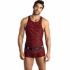 Anais Men Accesories Anais Men Tribal Top M - Raudona Microfiber Sleeveless Animal Print Shirt