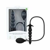 Anal Collection Inflatable Plug with Pump 20cm Juodas - Adjustable Beads System