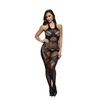 Baci Jacquard Bodystocking One Size - Seamless Open Design, Juodas