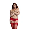 Baci Rose Crotchless Lace Boyshort Queen Size Raudona - Garter Straps
