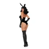 Dreamgirl Bad Girl Bunny XL Juodas - Velvet &amp; Faux Leather Costume Set