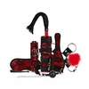 Bedroom Fantasies 8-Piece Lace &amp; Leather Look Bondage Set Raudona