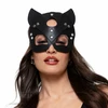 Bedroom Fantasies Kinky Kitty Leather Mask Juodas Adjustable Fit