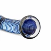 Blue Mėlyna Glas Curved Glass Intimate Device No. 5 - Transparent with Mėlyna Accents, Ribbed Shaft