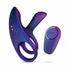 Blue Mėlyna Hueman Vibrating Silicone Ring with Remote Control - 10 Modes, Mėlyna