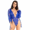 Leg Avenue Teddies Mėlyna Leg Avenue Mėlyna Lace Teddy &amp; Robe Set 3-Piece Medium