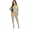 Leg Avenue Sets Mėlyna Leg Avenue Mėlyna Mesh Crop Top, Garter Stockings &amp; Gloves Set One Size