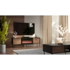 Cama Meble Cama CORTINA TV cabinet 180x40x60 juodas/walnut + juodas fireplace