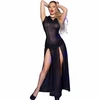 Chilirose Dresses Chilirose CR 4685 Elegant Long Hooded Dress Juodas S - Brocade &amp; Sheer Finish