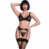 Chilirose Sets Chilirose CR 4692 Four-Piece Lingerie Set Juodas Size L Adjustable Lace