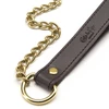 Coco de Mer Brown Leather Lead with Antique Brass Chain 43in