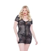 Allure Coquette Charli Lace Dress Plus Size Juodas Gold Zipper Elegant Mini