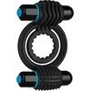 Doc Johnson Vibrating Double Intimate Ring Juodas - Dual Motor Silicone System