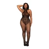 Dreamgirl Fishnet Plus Size Juodas Bodystocking Teddy - Stretch Mesh Design