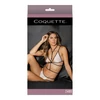 Coquette Dreamgirl Lace Bralette Set with Adjustable Harness - Baltas/Juodas, One Size