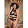 Allure Dreamgirl Lace Halter Top &amp; Backless High-Waisted Panty Set Juodas S/M