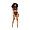 Dreamgirl Lace &amp; Mesh 3-Piece Lingerie Set XL Aubergine Metallic Finish