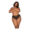 Dreamgirl Lace Tanga Panty Open Design 1X Juodas - Elegant Plus Size