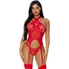Forplay Dreamgirl Steal Your Heart Mesh Bustier Set S - Flocked Heart Design