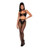 Dreamgirl Strappy Bralette &amp; Pantyhose Set Juodas Universal Size