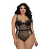 Dreamgirl Teddy NH-Teddy 1X Elegant Lace Bodysuit Plus Size Juodas