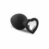 EasyToys 3-Piece Silicone Plug Set with Decorative Heart Gem, Juodas