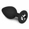 EasyToys Diamond Plug Medium Juodas - Silicone Intimate Priedas with Crystal Base