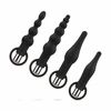 EasyToys Silicone Anal Plug Set with Vibrating Bullet - Juodas, 4 Sizes