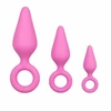 EasyToys Silicone Intimate Plug Set Rožinė - 3 Sizes, Pull Ring Handle