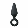 EasyToys Silicone Plug Medium with Pull Ring - Juodas, Ergonomic Design